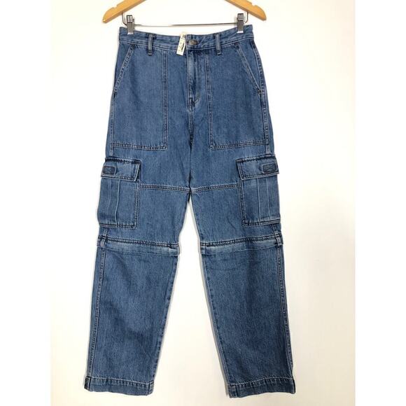 Madewell Baggy Cargo Jeans Baggy Zip-Off Edition Thetford Wash NWT Size 26 - Picture 5 of 13